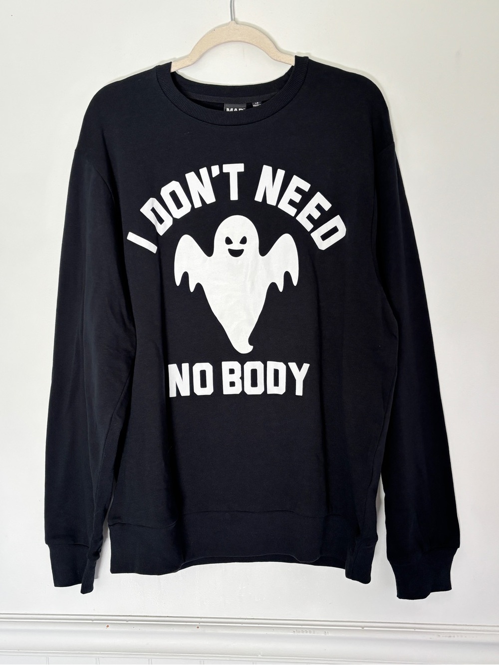 Mad Engine Crewneck Ghost Sweatshirt Oversized Large Large Halloween B21
